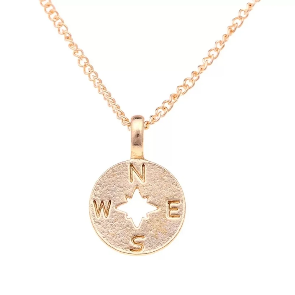 NEW‎ Gold Compass Charm Necklace